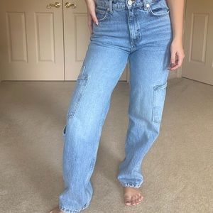 Zara high rise cargo jeans